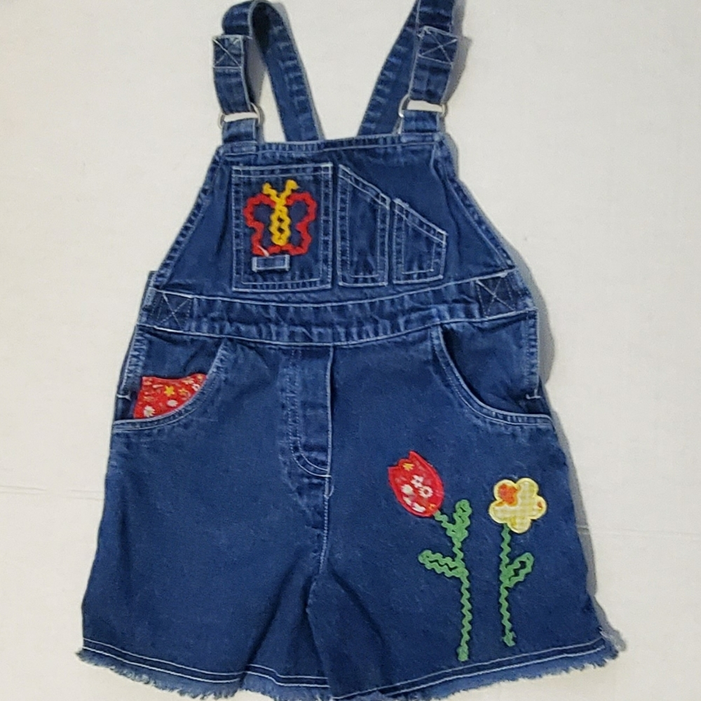 Appliqued Rachel's Kids Short Overalls,  size 4